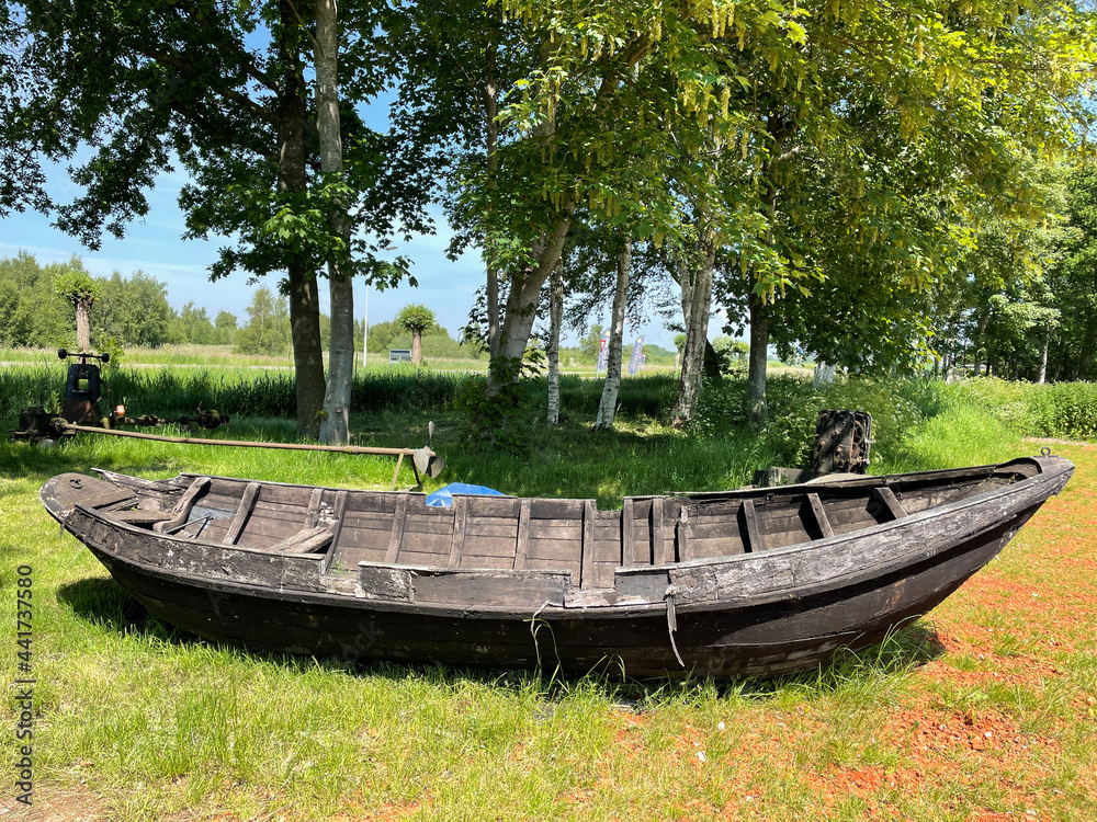 Old wooden boat at the Skutsjemuseum in Earnewald