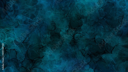 暗い青と黒のアルコールインクアートの背景テクスチャ素材