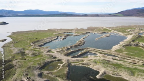 Amazing Aerial view of Zhrebchevo Reservoir, Sliven Region, Bulgaria photo