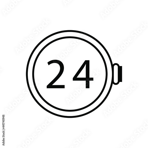 Free Download A flat icon vector of smartwatch with button and 24 hour text on touchscreen. - GFXLoad