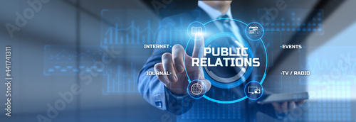 PR Public relations concept. Communication advertising marketing strategy.