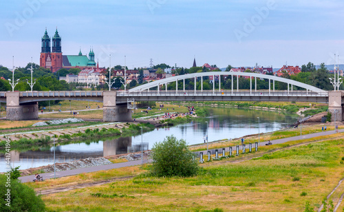 Poznan. The bridge of St. Roch on a summer evening.