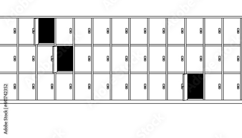 Locker room. Vector illustration of room interior concept.