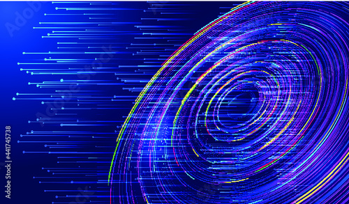 Helical coils emitting dot line particle Internet technology big data background.