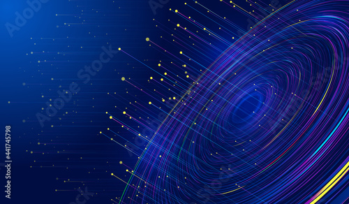 Helical coils emitting dot line particle Internet technology big data background. © hqrloveq