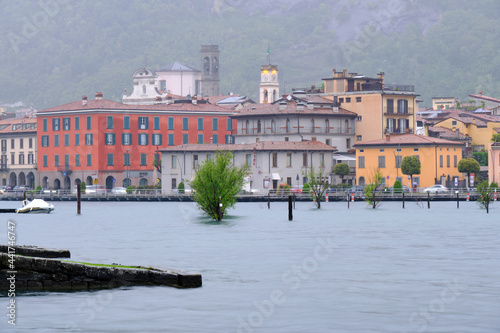 Waterfront view of a little village at Lake Iseo