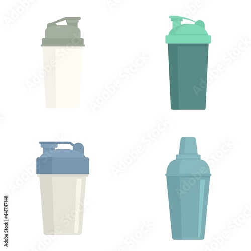 Shaker icons set flat vector isolated
