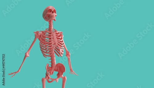 deep breathing skeleton model 3d render