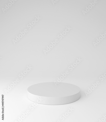 White pedestal podium  round shape  product stand.