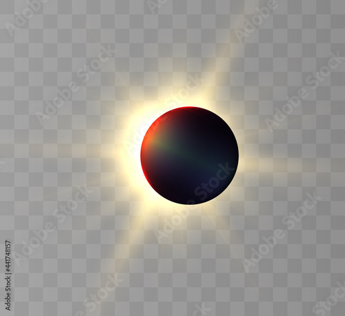 Sun, sun eclipse, partial sun eclipse. For vector illustrations.