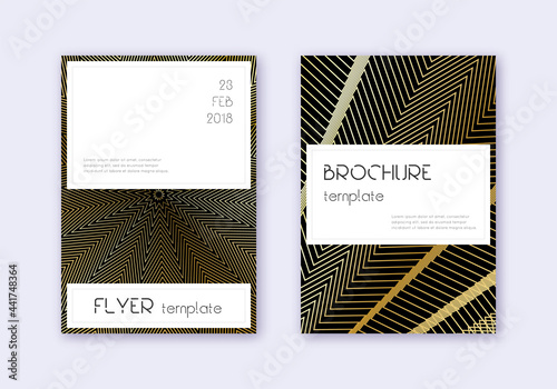 Stylish cover design template set. Gold abstract l