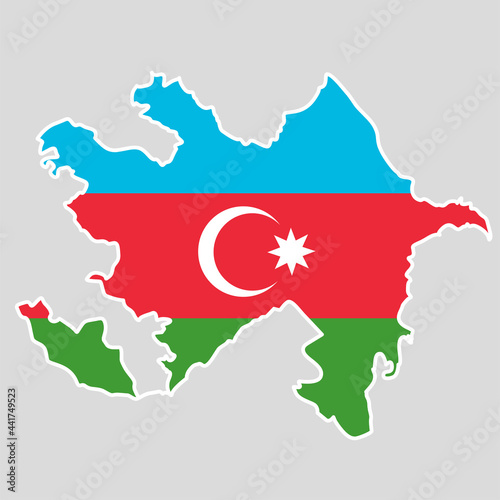 2D Map of Azerbaijan in flag colors isolated vector