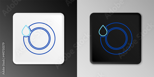 Line Washing dishes icon isolated on grey background. Plate and sponge. Cleaning dishes icon. Dishwasher sign. Clean tableware sign. Colorful outline concept. Vector