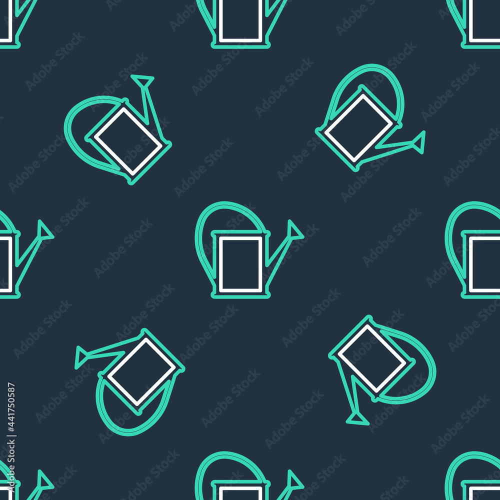 Line Watering can icon isolated seamless pattern on black background. Irrigation symbol. Vector Line Watering can icon isolated seamless pattern on black background. Irrigation symbol. Vector