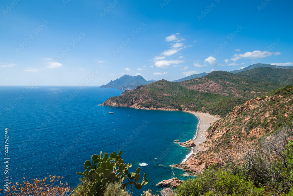 Bussaglia beach on coast of Corsica