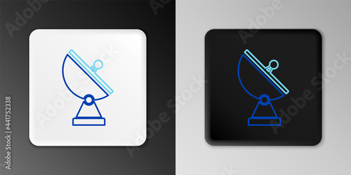 Line Radar icon isolated on grey background. Military search system. Colorful outline concept. Vector