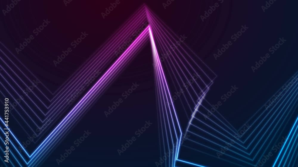 Blue and purple neon laser glowing curved 3d lines abstract tech motion ...