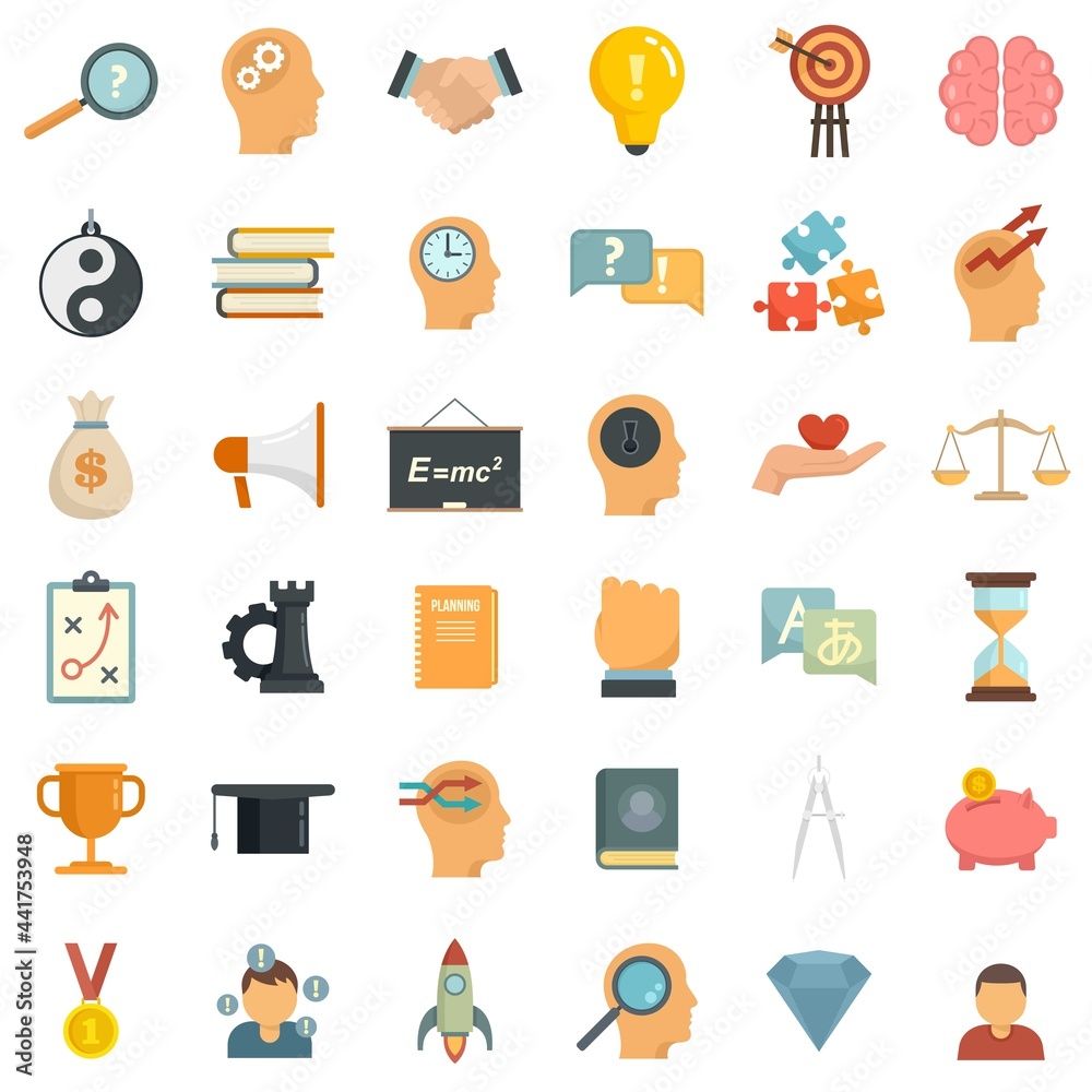 Life skills icons set flat vector isolated Life skills icons set flat vector isolated