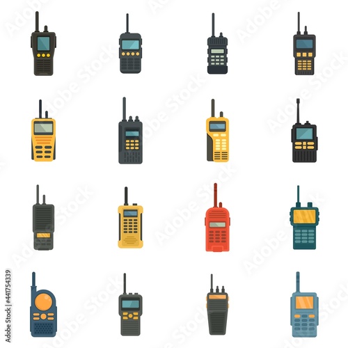 Walkie talkie icons set flat vector isolated
