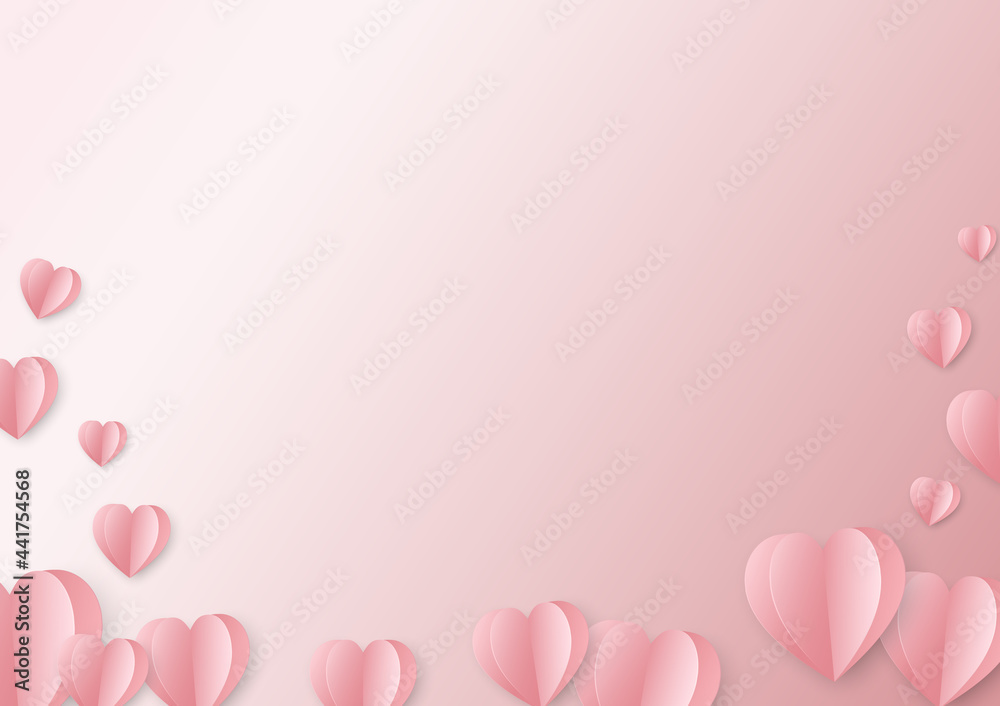 pink background,Sweet Heart and Pink Heart on pink background. Vector symbols of love for Valentine Day,birthday greeting card design.,illustration of love and valentine day Paper cut style