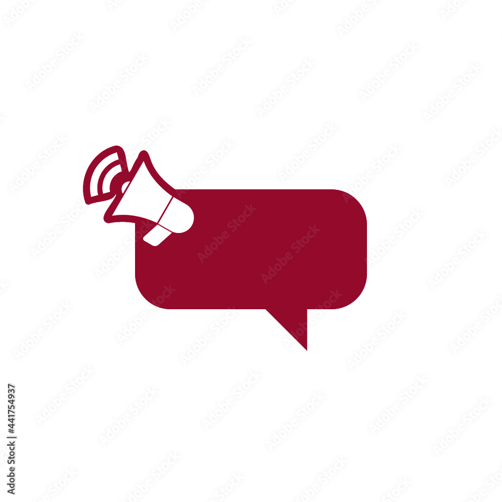 Megaphone with speech bubble icon isolated on white background