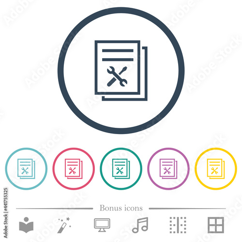 Free Download User guide with wrench and screwdriver flat color icons in round outlines - GFXLoad