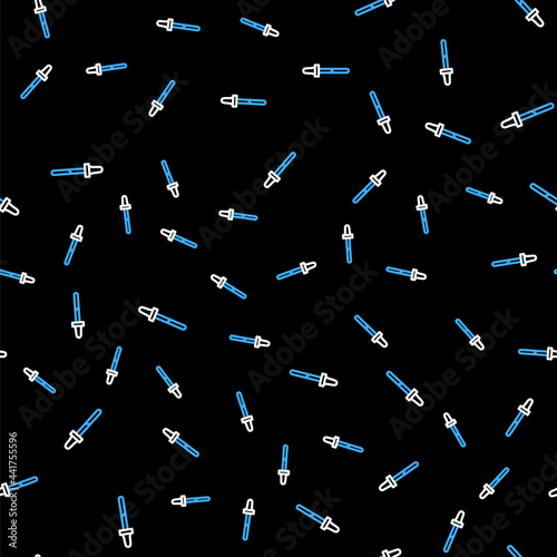 Line Pipette icon isolated seamless pattern on black background. Element of medical, cosmetic, chemistry lab equipment. Vector © vector_v