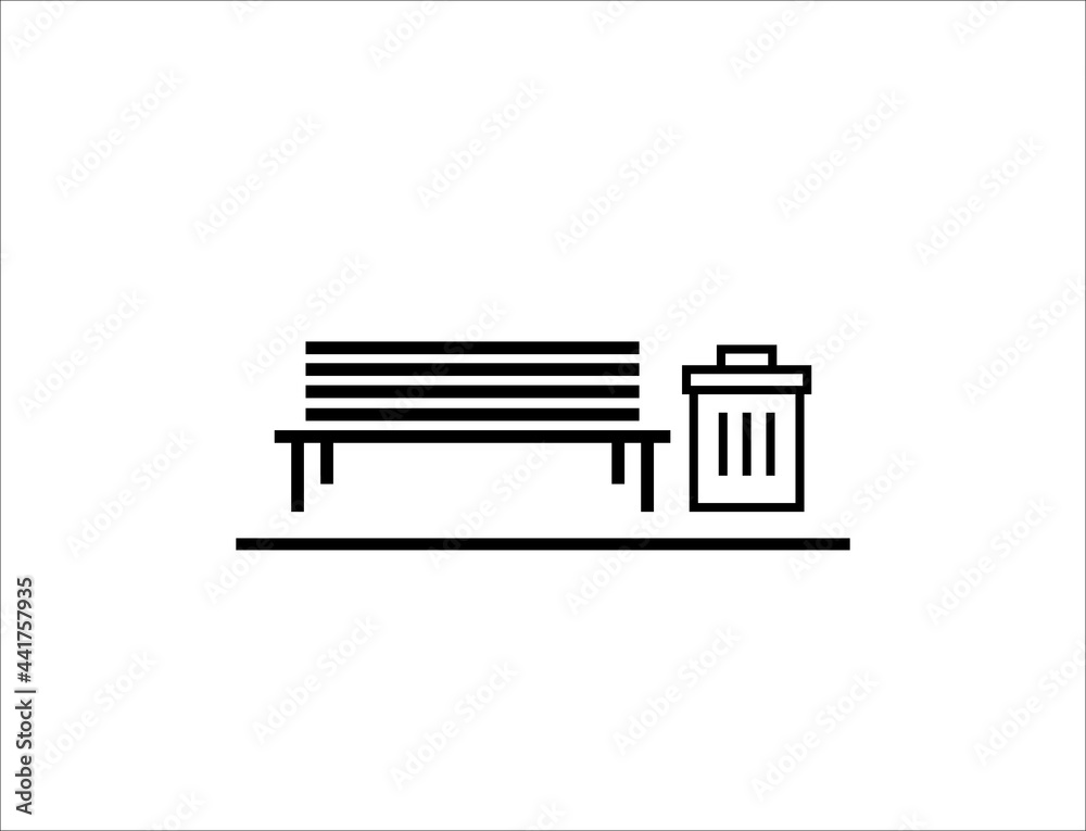 Trash and chair icon. Vector illustration of trash can and chairs.