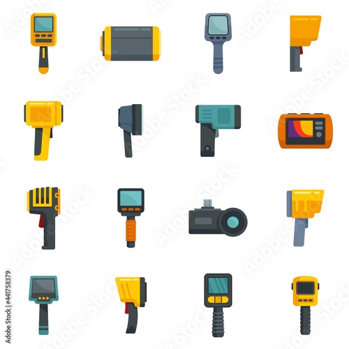 Thermal imager icons set flat vector isolated