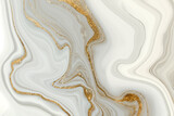 White and gray marble gold veined texture. Light agate ripple background. Vector illustration