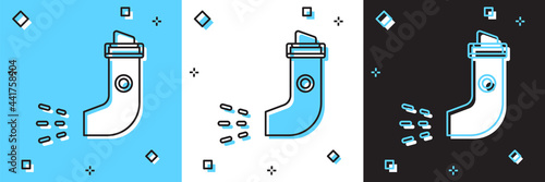 Set Inhaler icon isolated on blue and white, black background. Breather for cough relief, inhalation, allergic patient. Vector