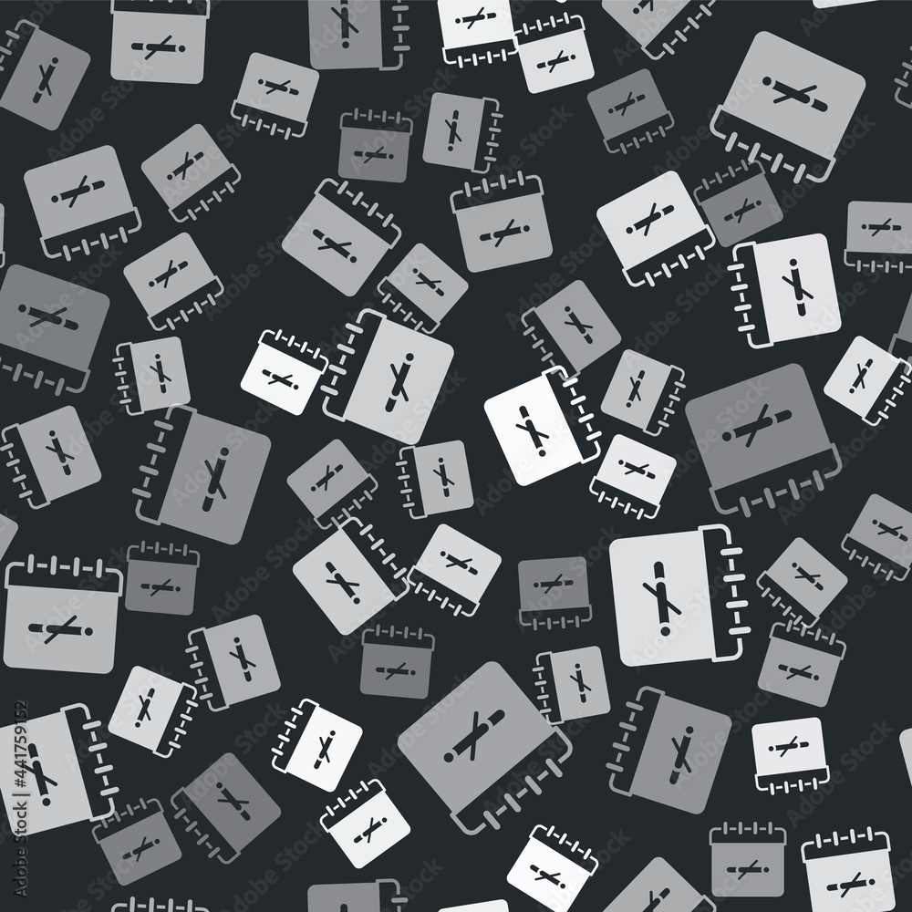Grey No smoking days icon isolated seamless pattern on black background. Concept of no smoking and world no tobacco day. Vector Grey No smoking days icon isolated seamless pattern on black background. Concept of no smoking and world no tobacco day. Vector