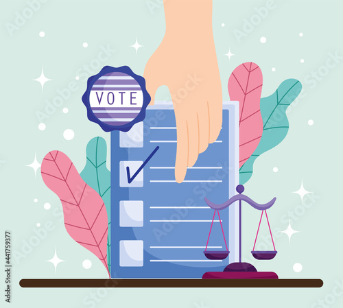hand with vote ballot