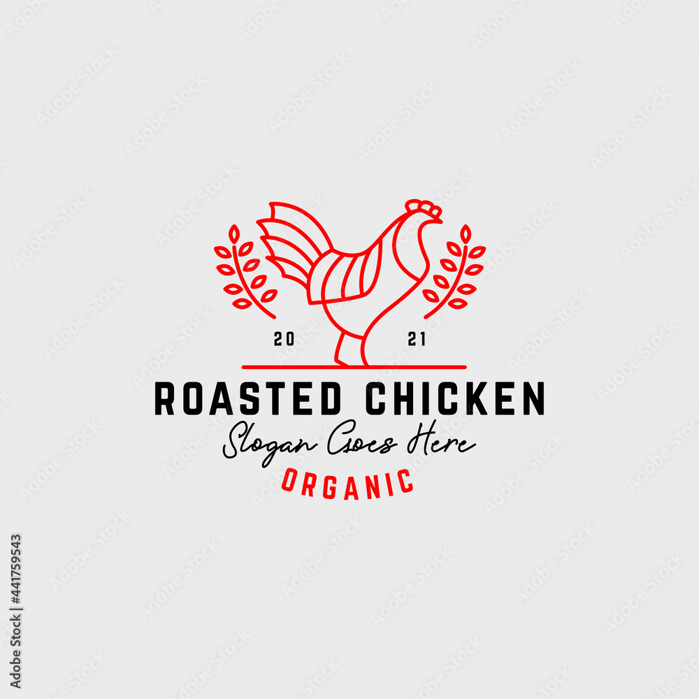 outline roasted chicken meat logo design inspiration, best for line art organic food logo vector outline roasted chicken meat logo design inspiration, best for line art organic food logo vector