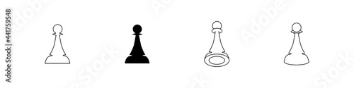 Pawn chess piece icon. Set of illustrations of vector pawn icons. Collection of drawings of a chess piece.
