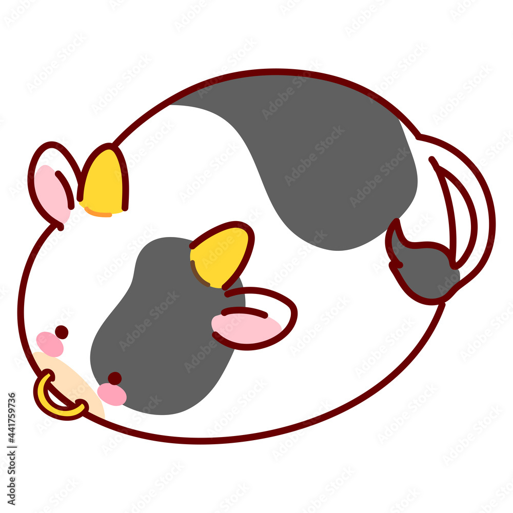 Cute and round simple cow illustration outlined Cute and round simple cow illustration outlined