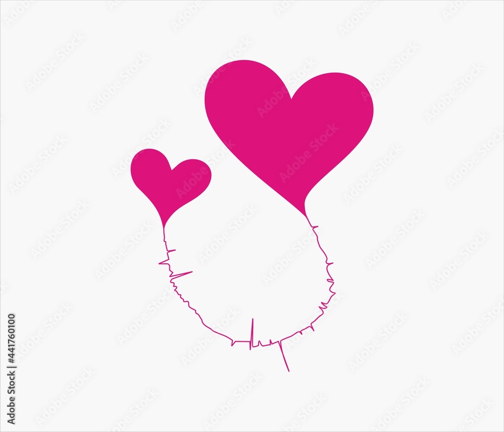 pink heart with a heart simple logo vector