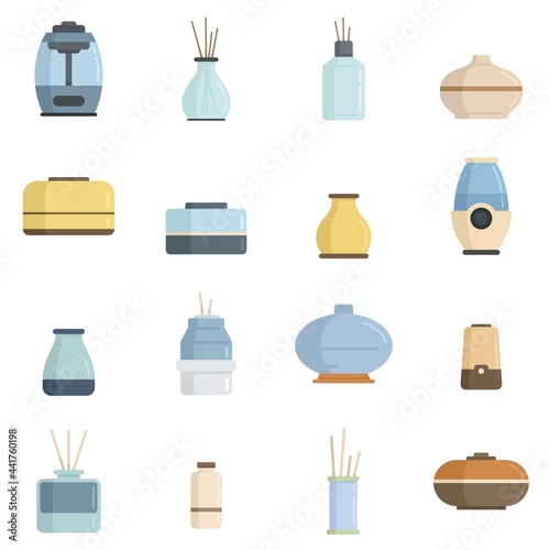 Diffuser icons set flat vector isolated
