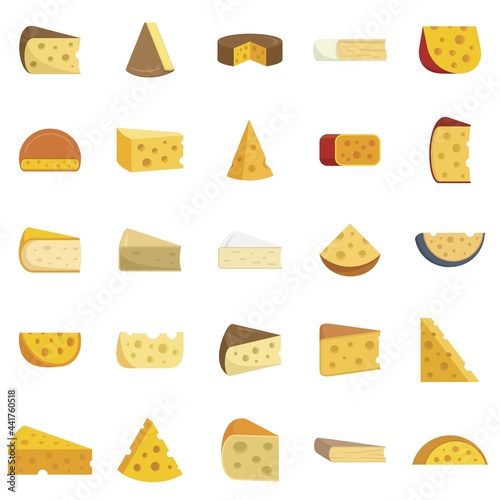 Cheese icons set flat vector isolated