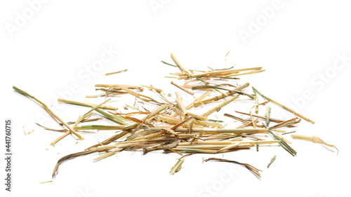 Pile straw isolated on white background and texture