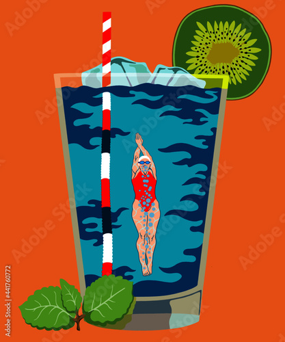 Refreshing drink with kiwi. Metaphor.