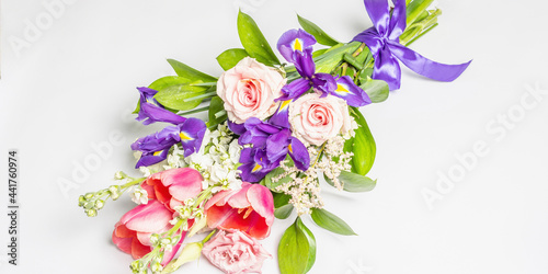 A beautiful bouquet of fresh flowers isolated on white background © FuzullHanum