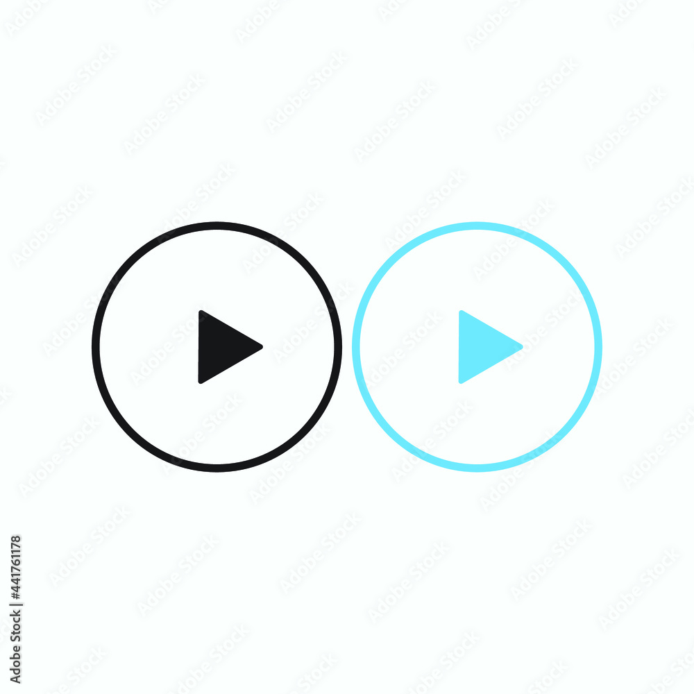 Play button icon in trendy flat style isolated on grey background. Play symbol for your web site design, logo, app, UI. Vector illustration Play button icon in trendy flat style isolated on grey background. Play symbol for your web site design, logo, app, UI. Vector illustration