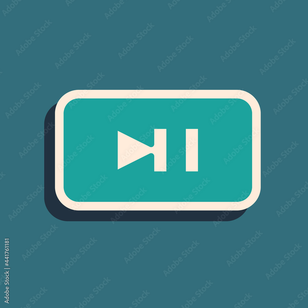Green Pause button icon isolated on green background. Long shadow style. Vector Green Pause button icon isolated on green background. Long shadow style. Vector