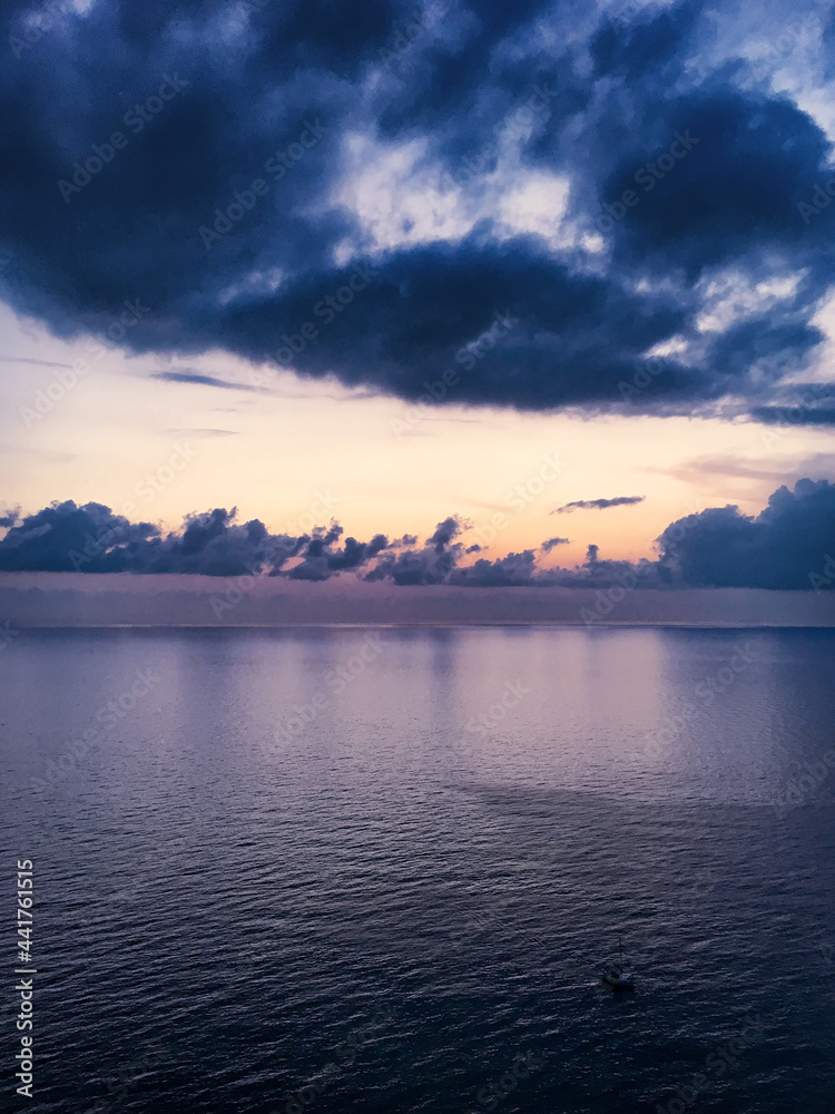 Sea landscape sunset aerial view Sea landscape sunset aerial view