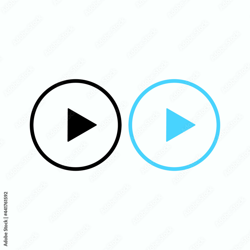 Play button icon in trendy flat style isolated on grey background. Play symbol for your web site design, logo, app, UI. Vector illustration Play button icon in trendy flat style isolated on grey background. Play symbol for your web site design, logo, app, UI. Vector illustration