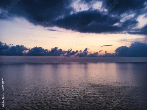 Sea landscape sunset aerial view