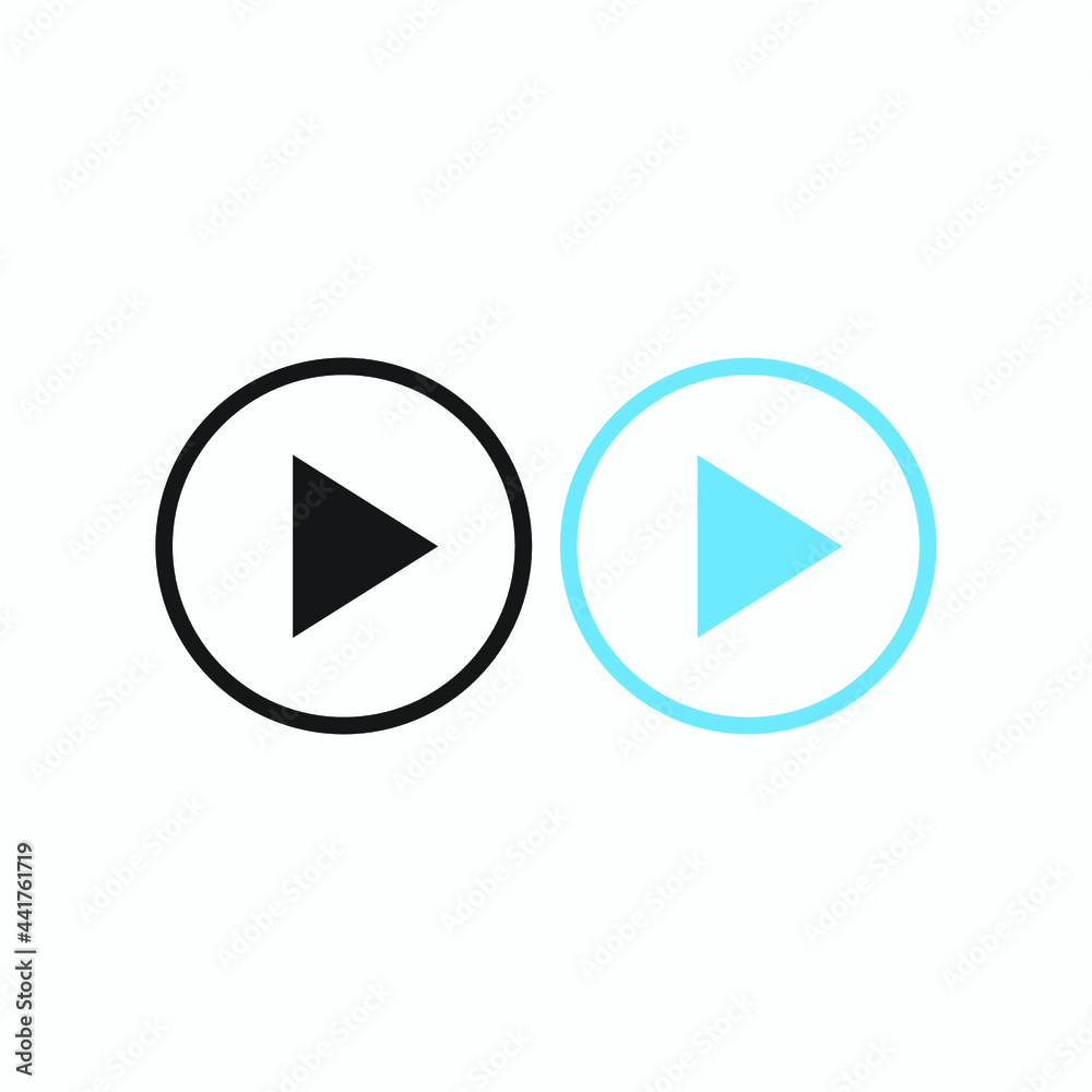 Play button icon in trendy flat style isolated on grey background. Play symbol for your web site design, logo, app, UI. Vector illustration Play button icon in trendy flat style isolated on grey background. Play symbol for your web site design, logo, app, UI. Vector illustration