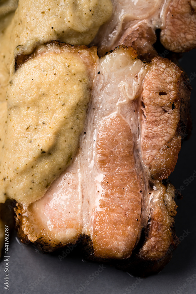 stew of pork belly with apples, onion and sugar, classic dish from Denmark Ebleflask pork brisket stew of pork belly with apples, onion and sugar, classic dish from Denmark Ebleflask pork brisket