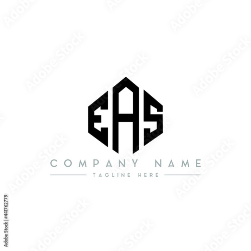 EAS letter logo design with polygon shape. EAS polygon logo monogram. EAS cube logo design. EAS hexagon vector logo template white and black colors. EAS monogram, EAS business and real estate logo. 